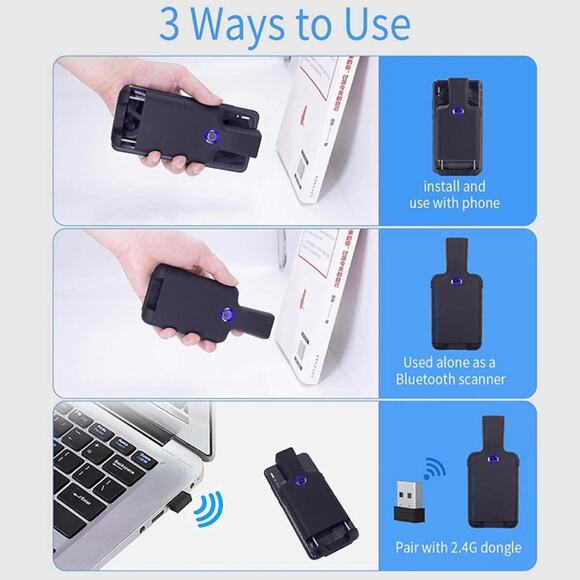 Symcode Bluetooth Wireless Portable Back Clip Barcode scanner - Picture 5 of 5